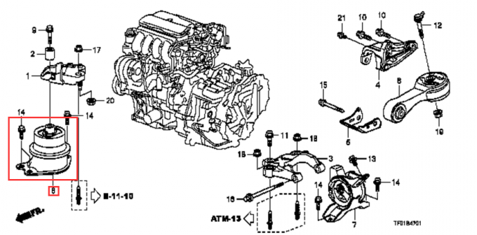 Motorlager-passten Gummiauto-Teile Honda City der Seiten-50822-TF0-J02 2008-2012 1,5 L 50822-TG0-J02