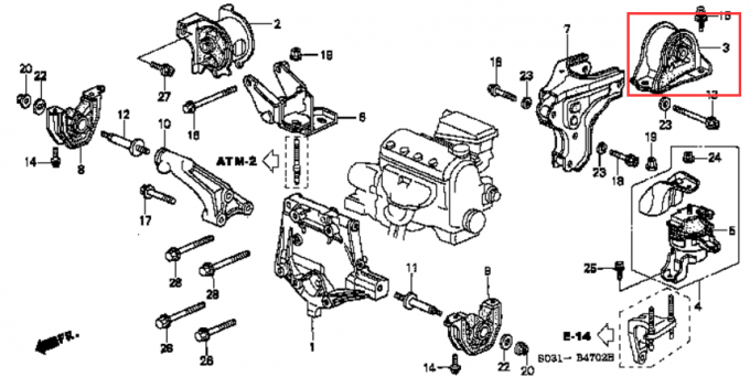 Gummimotorlager des hinteren ganzen Satzes 50810-SR3-983 Honda Integra 1998 CRV 1992 bürgerliches 1.5L 1.6L EK2