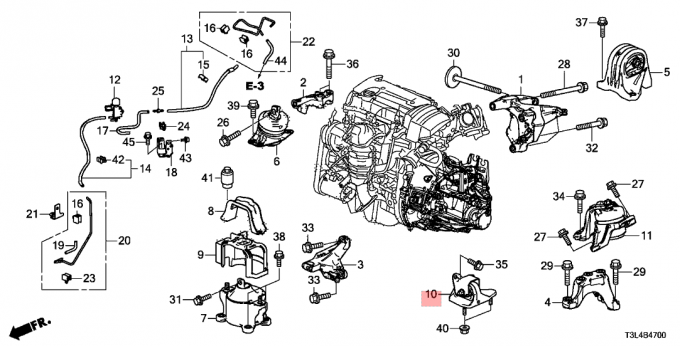 Getriebe-Gummimotorlager MTg-Unebenheits-Zus-Transport Honda Accord 2013-2015 2,4 L 50850-T2F-A11